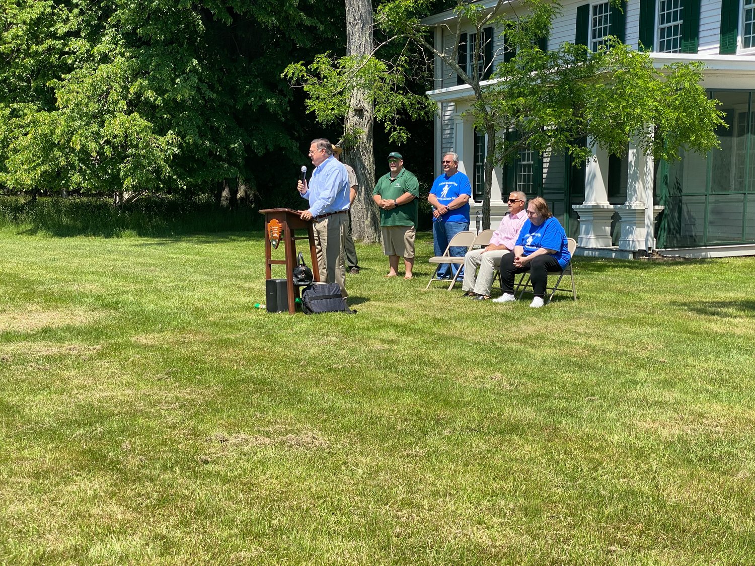 Brookhaven Town Supervisor Ed Romaine speaks at the annual Tri-Hamlet Day event at the William Floyd Manor.